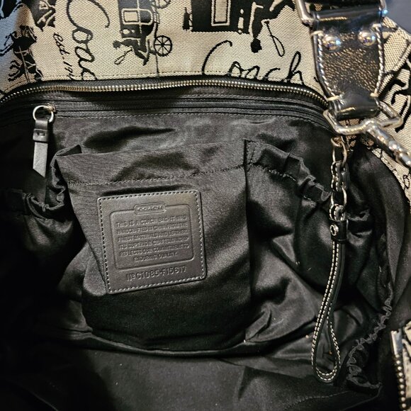 Coach black and tan fabric and shiny leather bag. - Picture 12 of 12